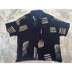 Resortwear Shirt Mens Size XXL Black Rayon Hawaiian Double Yoke Y2K Retro